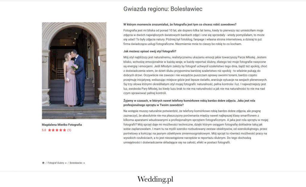 Publikacje/Media w Wedding.pl - Mieńko